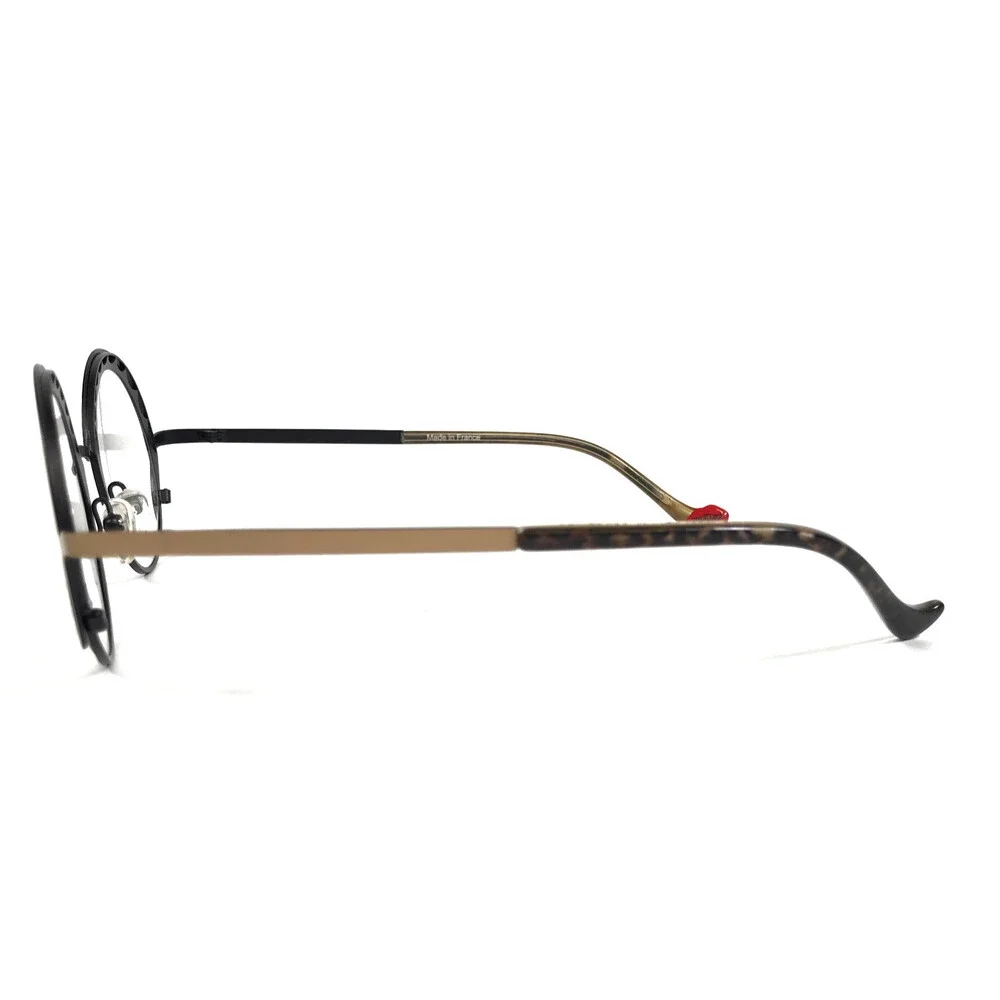 BOZ Eyeglasses Frames MICHKA 5000 Matte Black Gold Round Full Rim 46-21-140